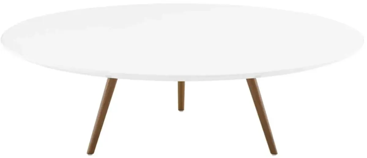 Modway Lippa 47" Mid-Century Modern Round Coffee Table with Tripod Base in Walnut White