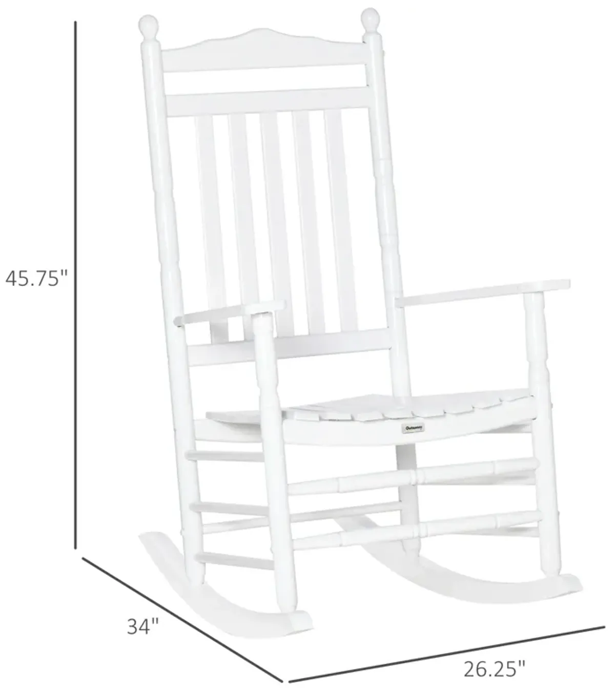 White Porch Classic: Traditional Wooden High-Back Rocking Chair