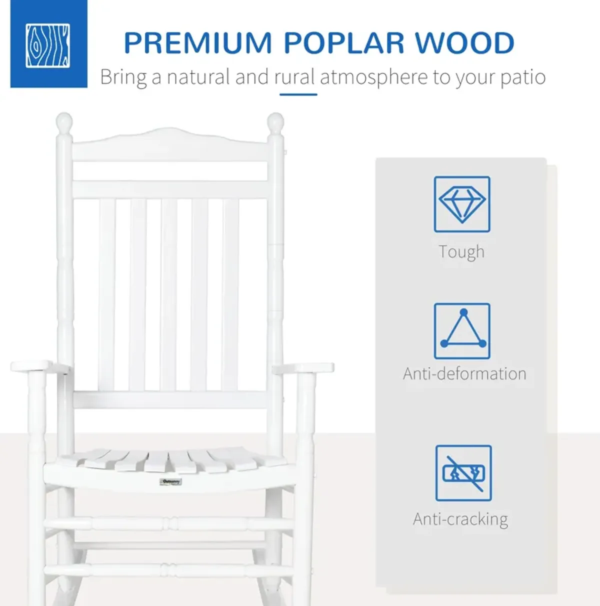 White Porch Classic: Traditional Wooden High-Back Rocking Chair