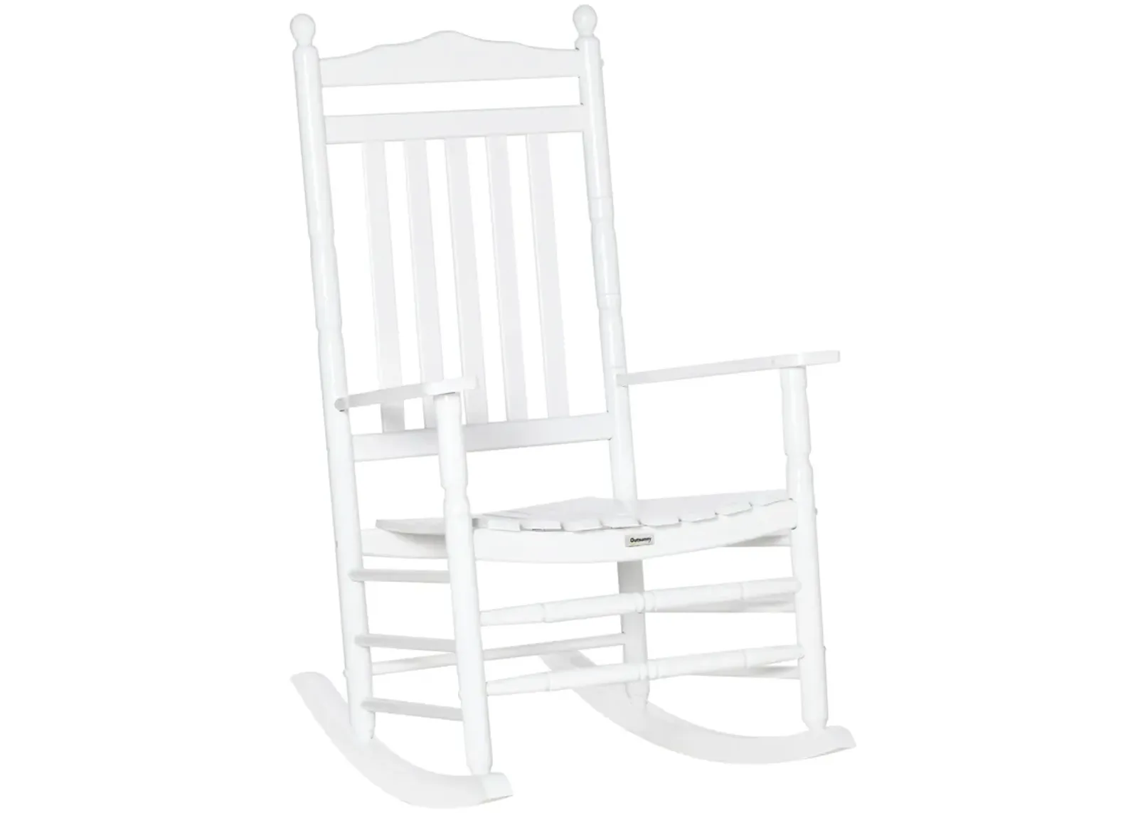 White Porch Classic: Traditional Wooden High-Back Rocking Chair