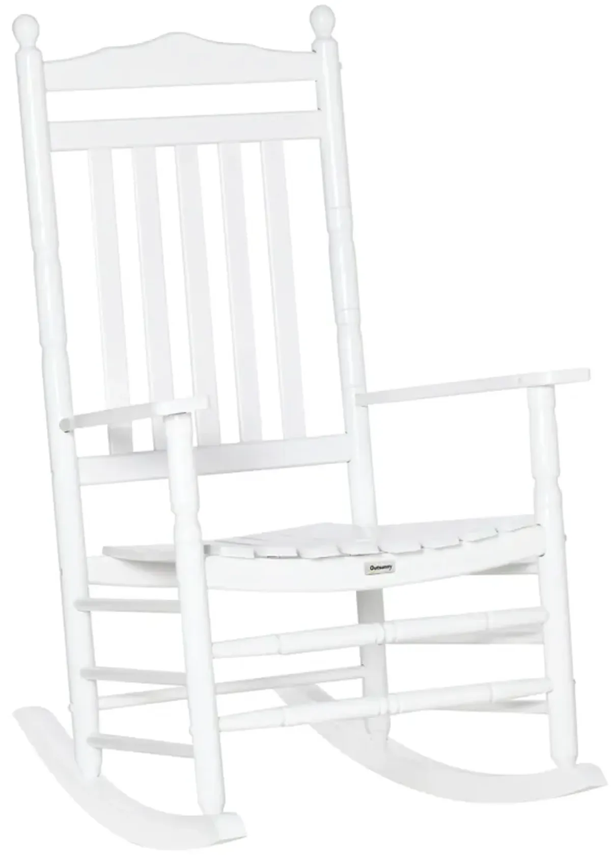 White Porch Classic: Traditional Wooden High-Back Rocking Chair