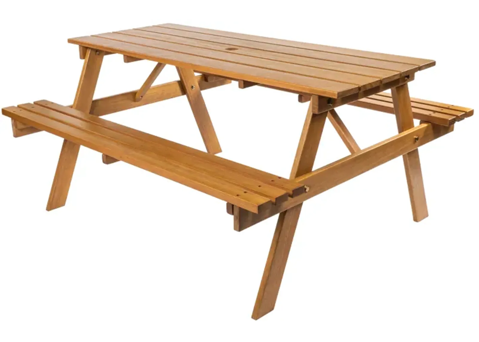 Shoreham Modern Classic Outdoor Wood Picnic Table Benches with Umbrella Hole