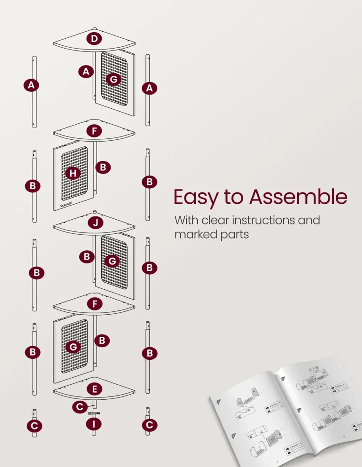 5-Tier Corner Shelf Stand with Polyrattan Sides