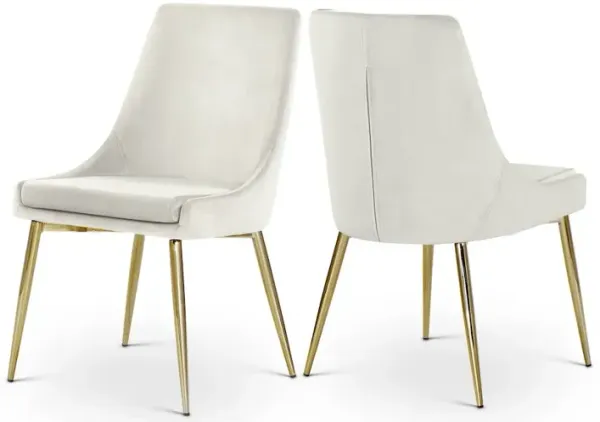 Meridian Furniture Karina Cream Velvet Dining Chair, Set of 2