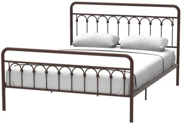 Tara Metal Bed Queen, Antique Brown