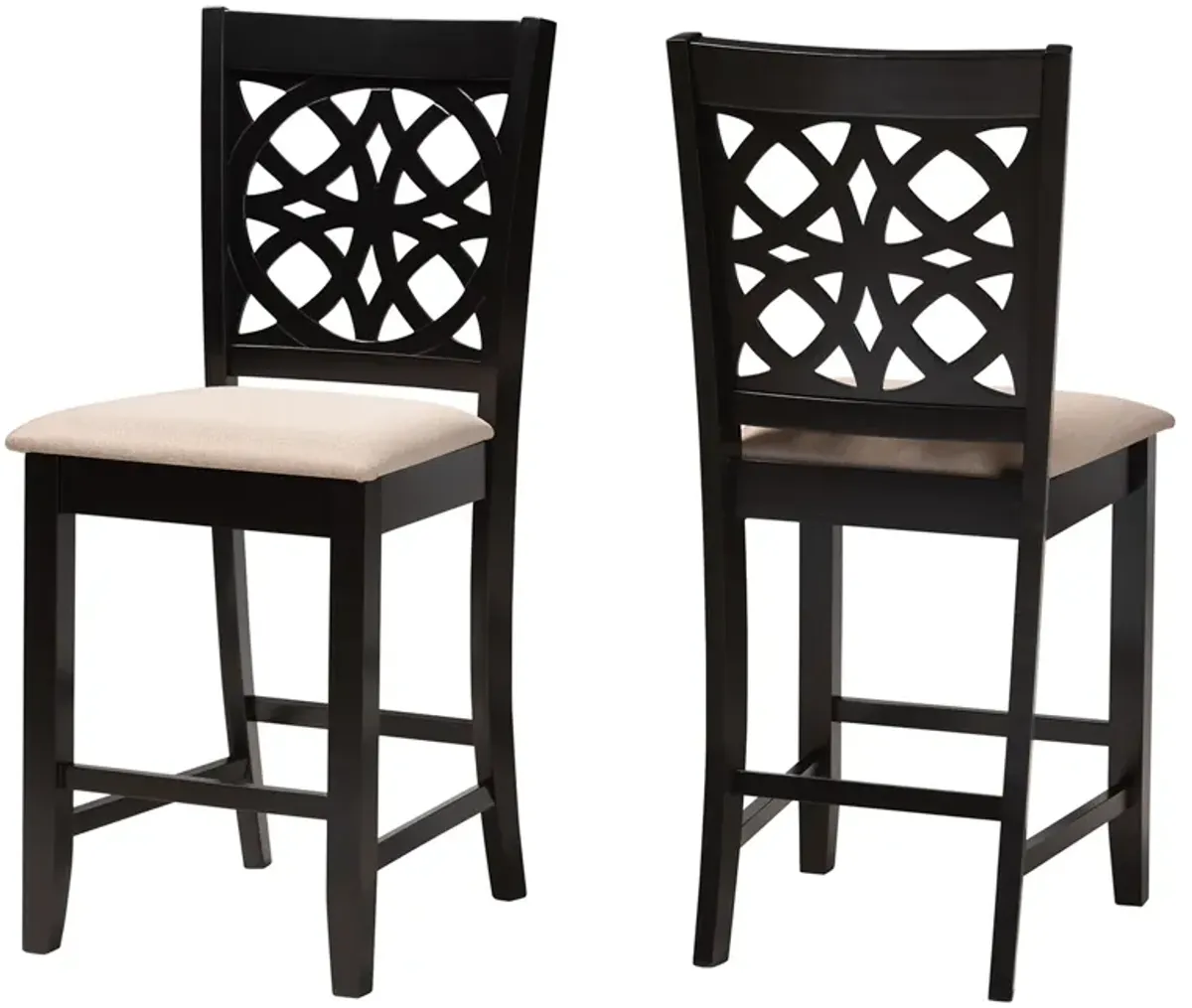 Baxton Studio Abigail Fabric Uphostered 2-Piece Counter Stool Set