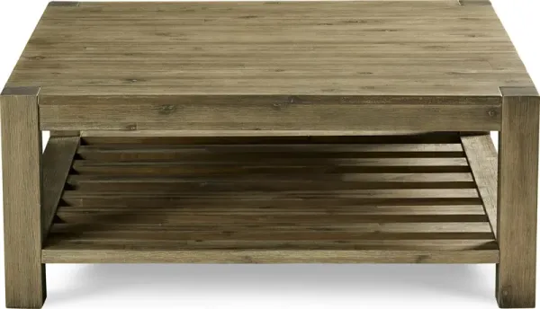 Canyon Solid Wood Square Coffee Table in Washed Grey