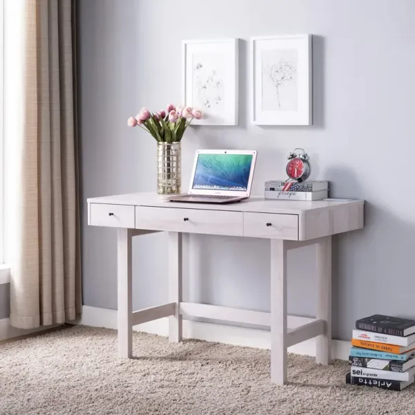 White Oak Home Office Computer Desk with 3 Drawers