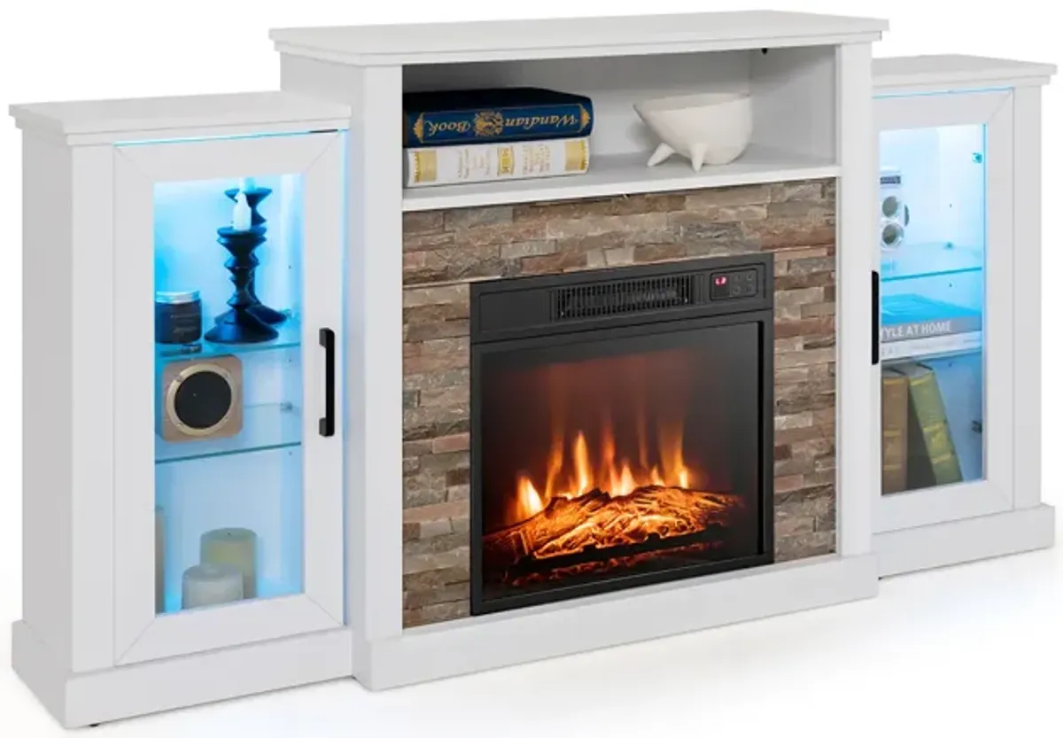 LED Fireplace TV Stand with 16-Color Lights for TVs
