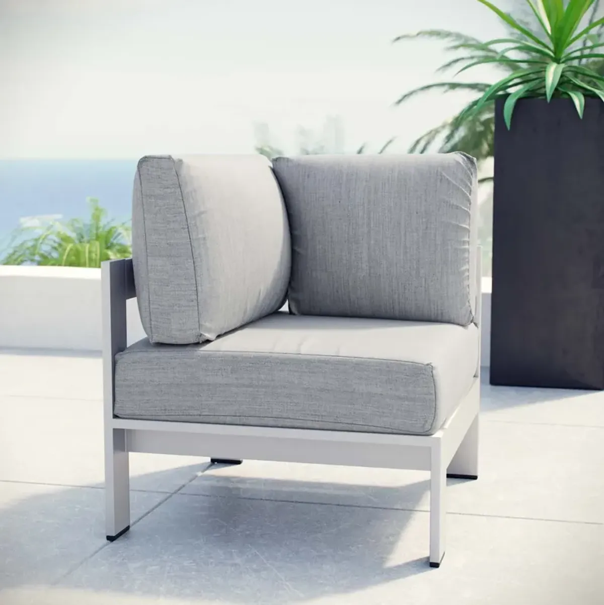 Modway - Shore Outdoor Patio Aluminum Corner Sofa