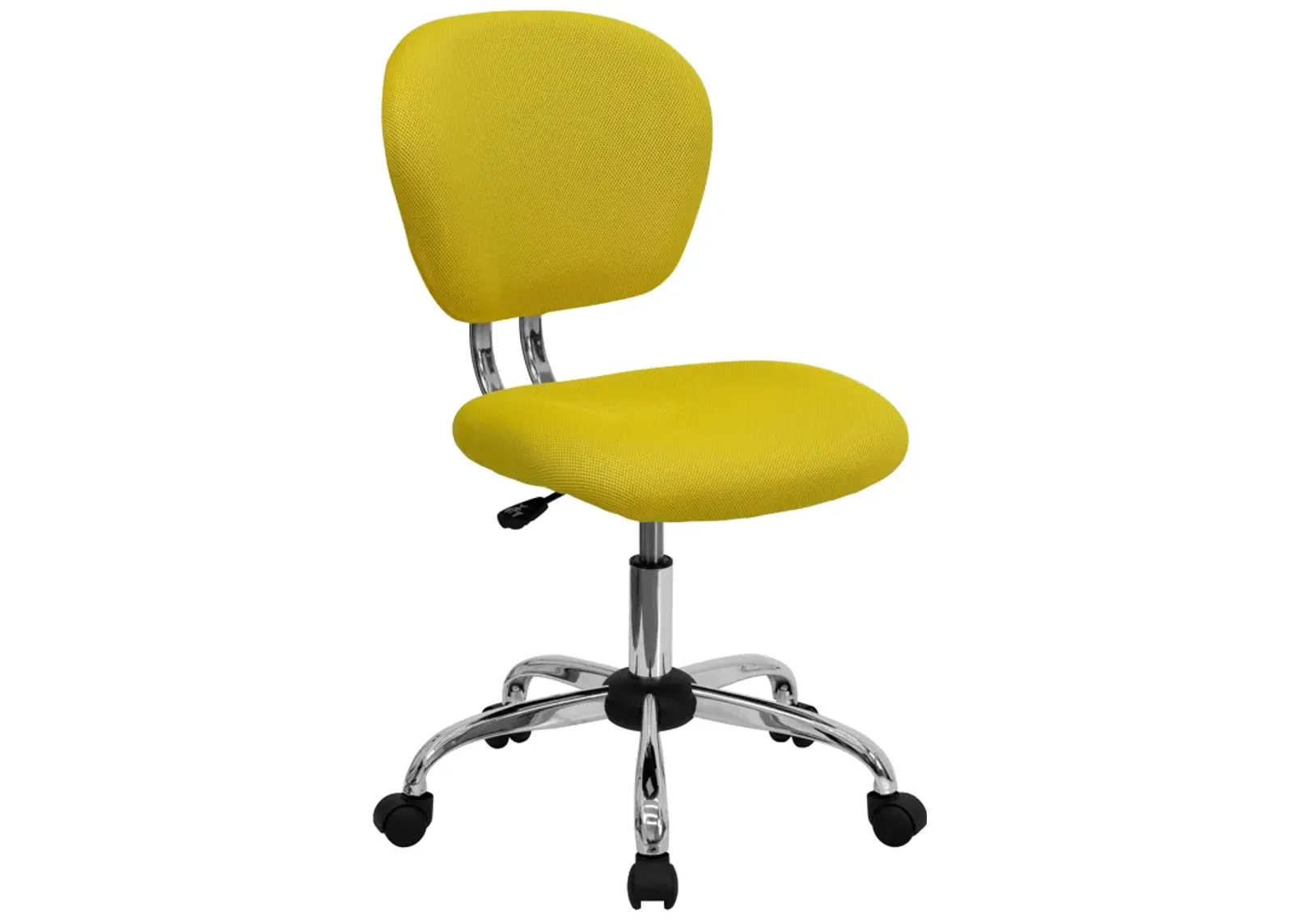 Beverly Mid-Back White Mesh Padded Swivel Task Office Chair with Chrome Base