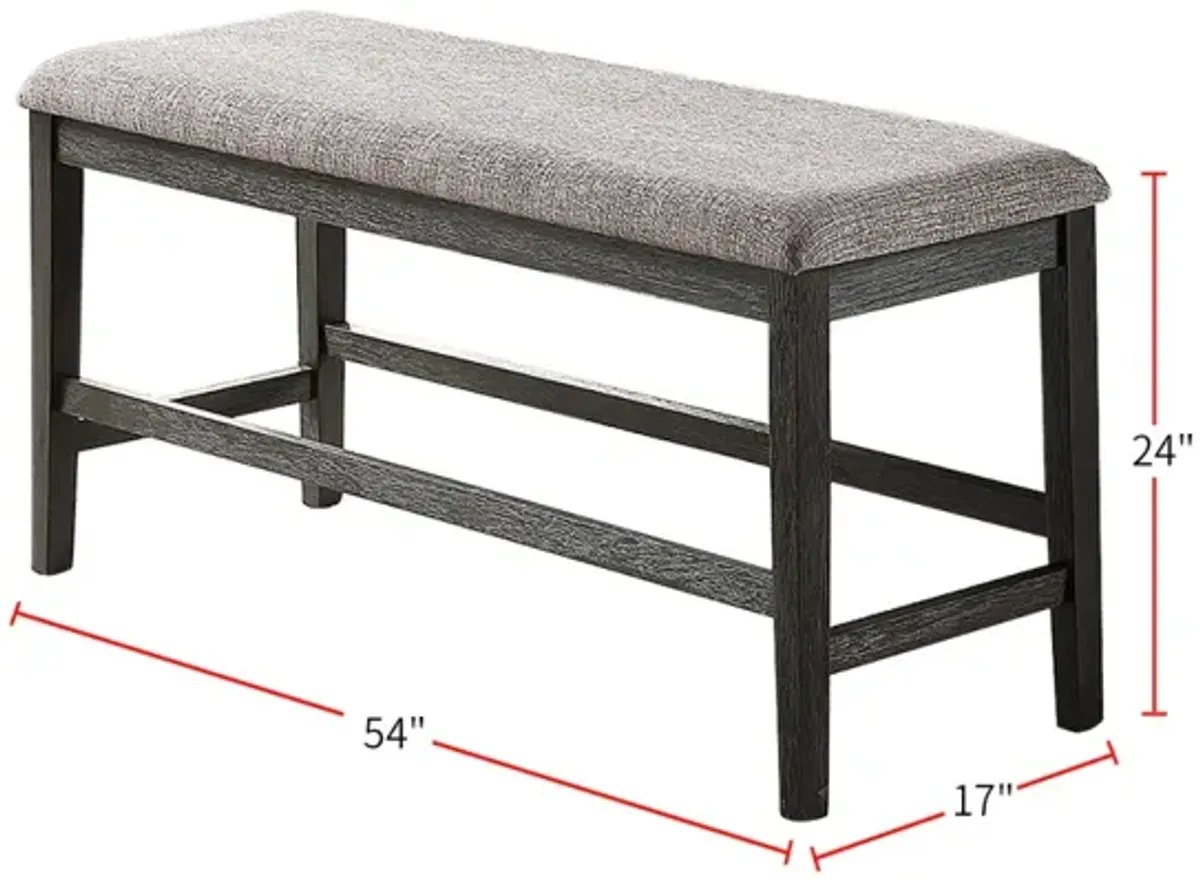 High Bench With Upholstered Cushion, Grey