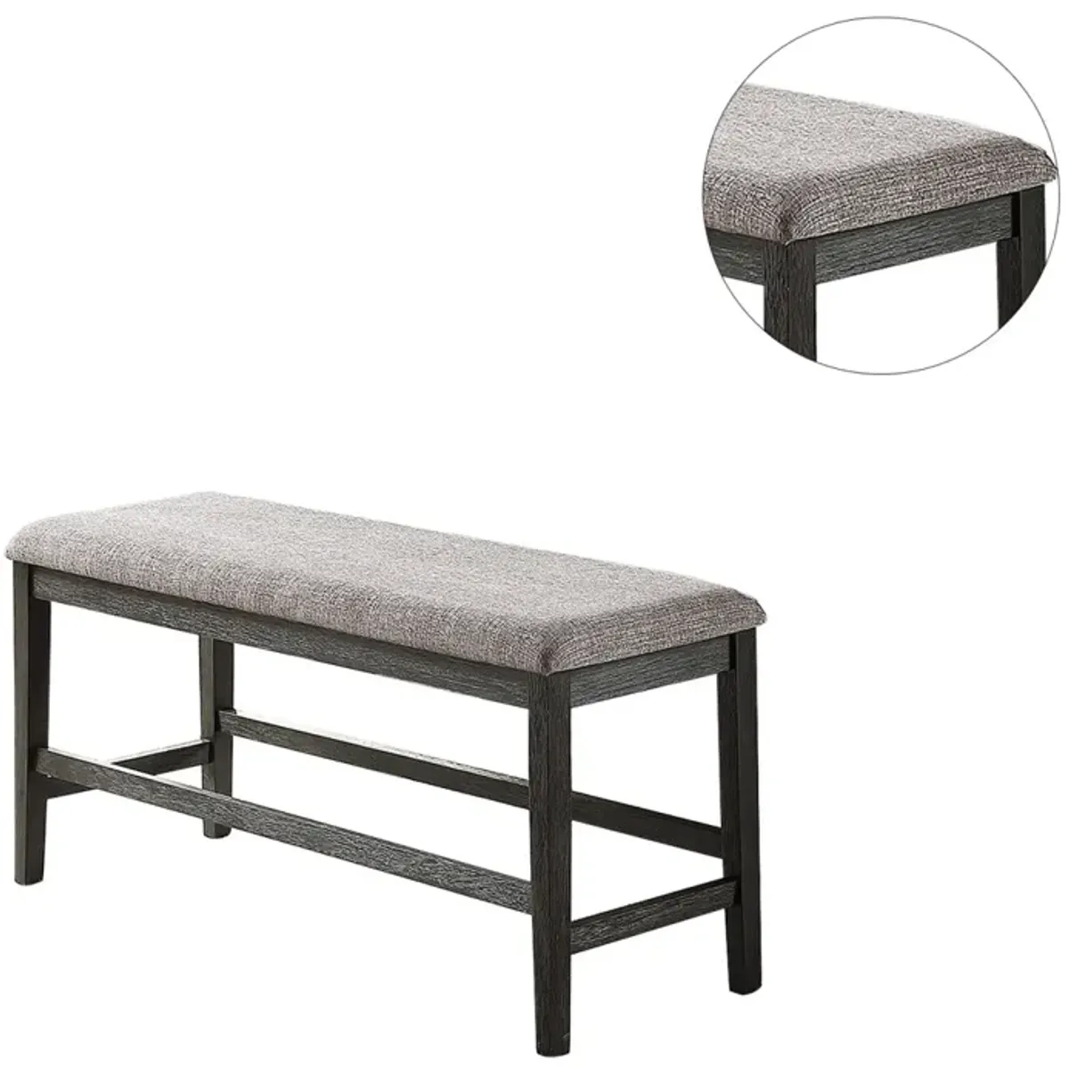 High Bench With Upholstered Cushion, Grey