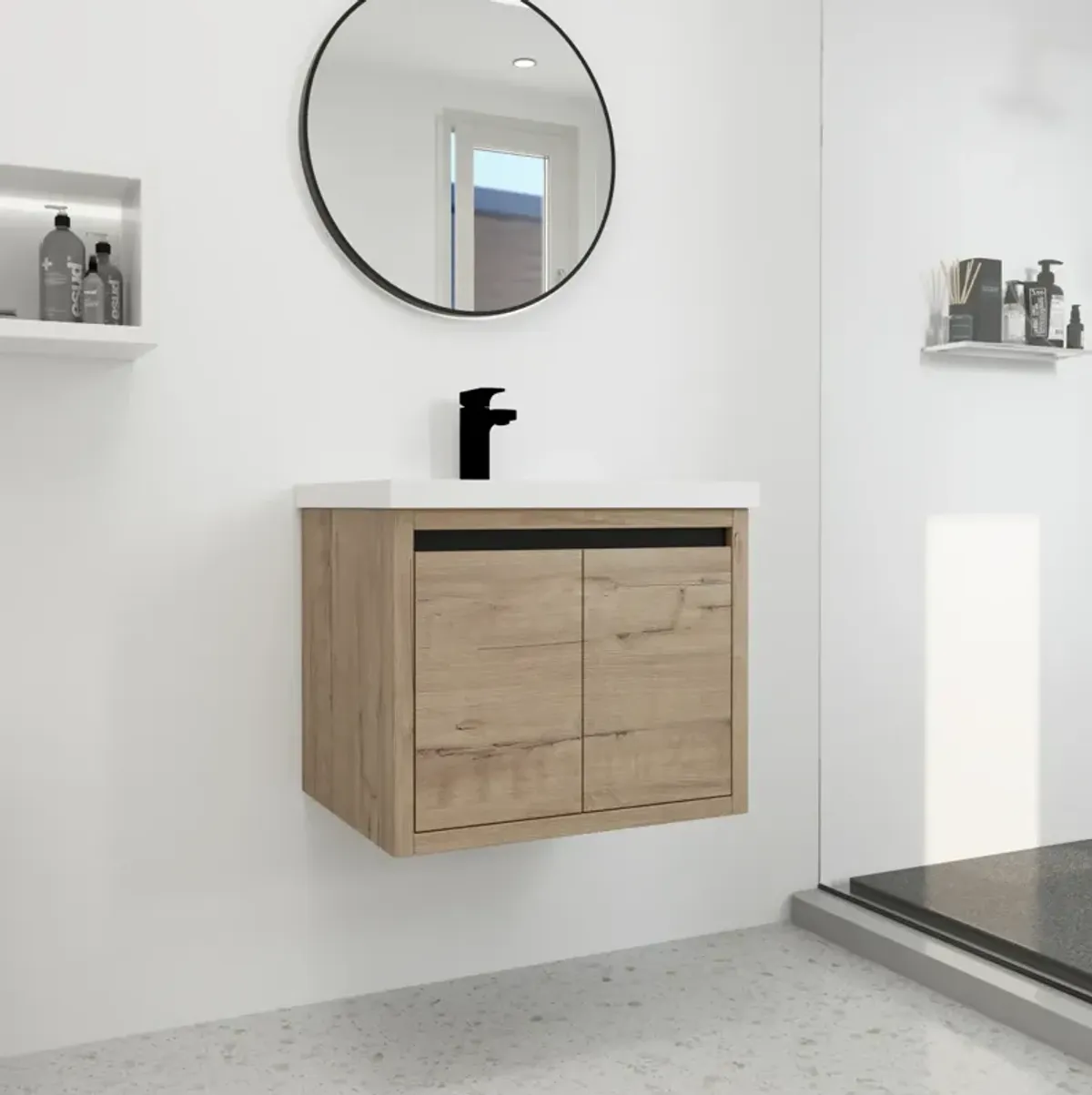 24 Inch Bathroom Cabinet with Sink, Soft Close Doors