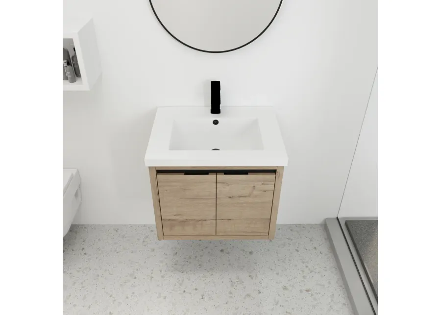 24 Inch Bathroom Cabinet with Sink, Soft Close Doors