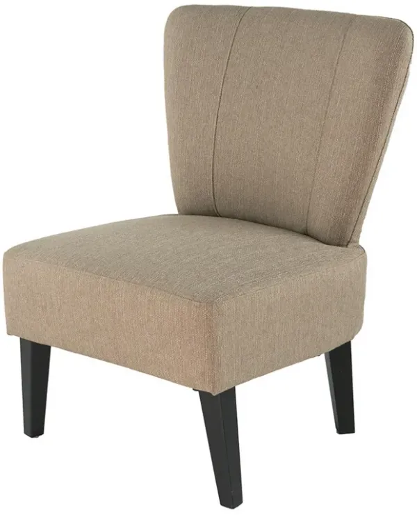 28 Inch Accent Chair, Padded Back, Black Legs, Beige Fabric Upholstery