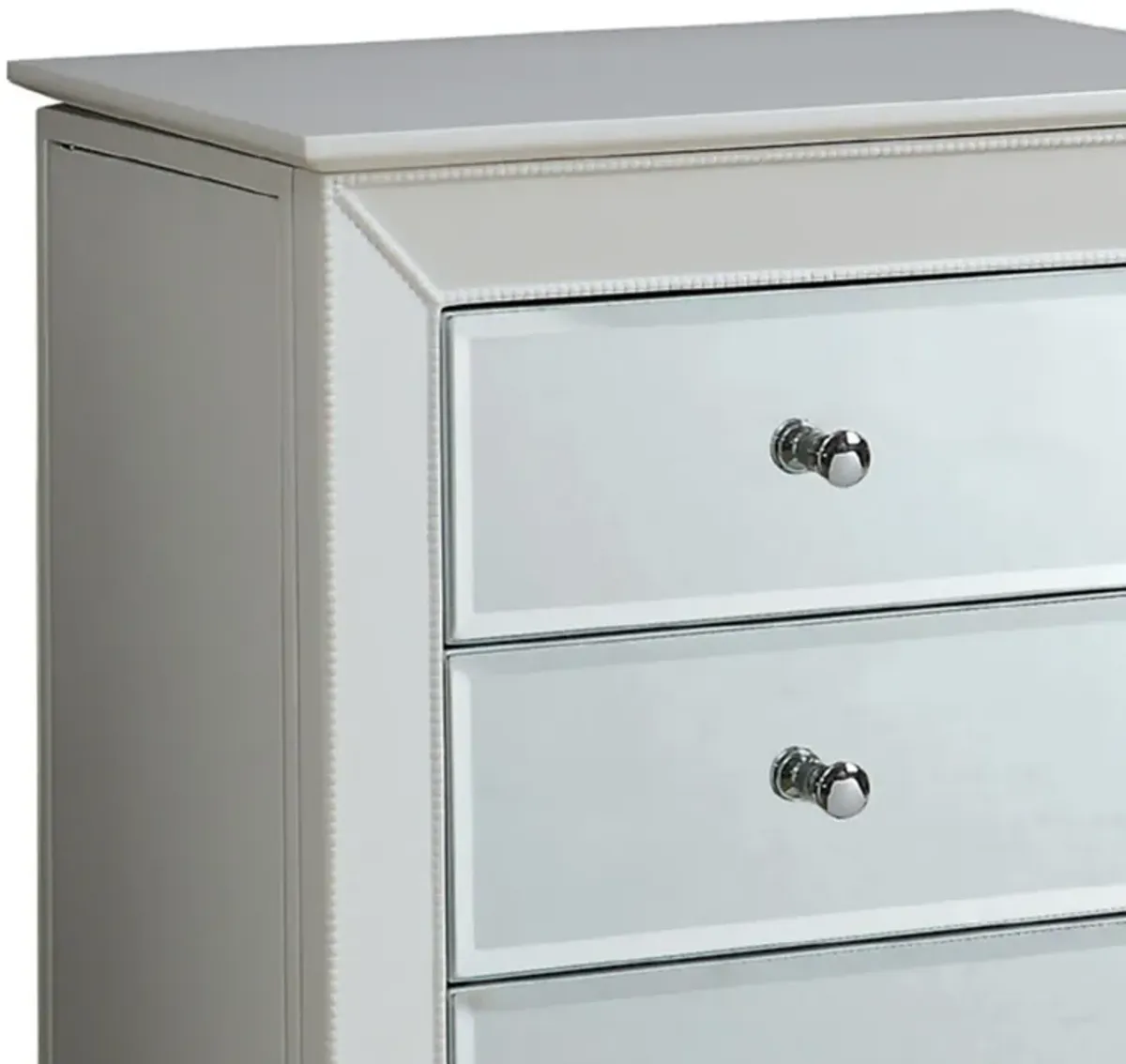 Wood Jewelry Armoire Having 6 Drawers with Mirror Front, White-Benzara