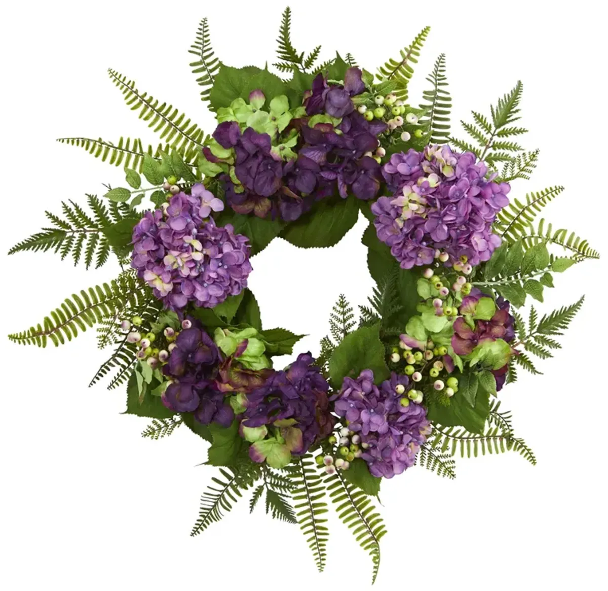 Hivvago 24" Hydrangea Berry Wreath - Purple