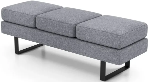 Waiting Room Bench Seating Long Bench with Metal Frame Leg-Gray