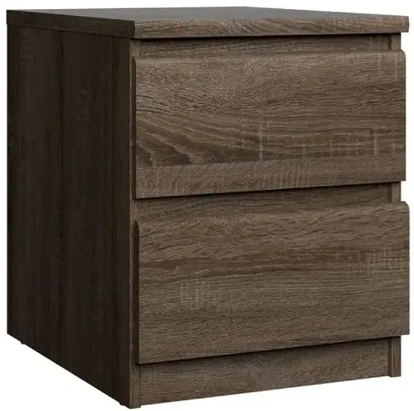Furnifact Brown 2 Drawer Nightstand - Stylish Night Stand With Drawers For Bedroom