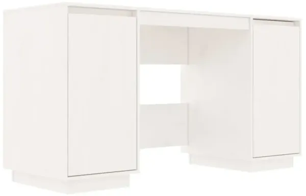 Desk White 55.1"x19.7"x29.5" Solid Wood Pine