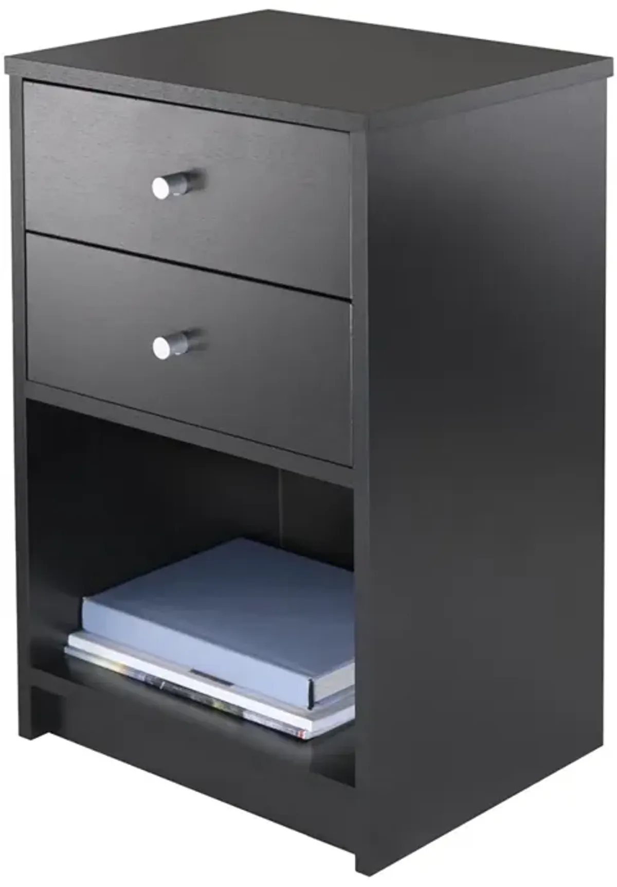 Ava Accent Table with 2 Drawers in Black Finish