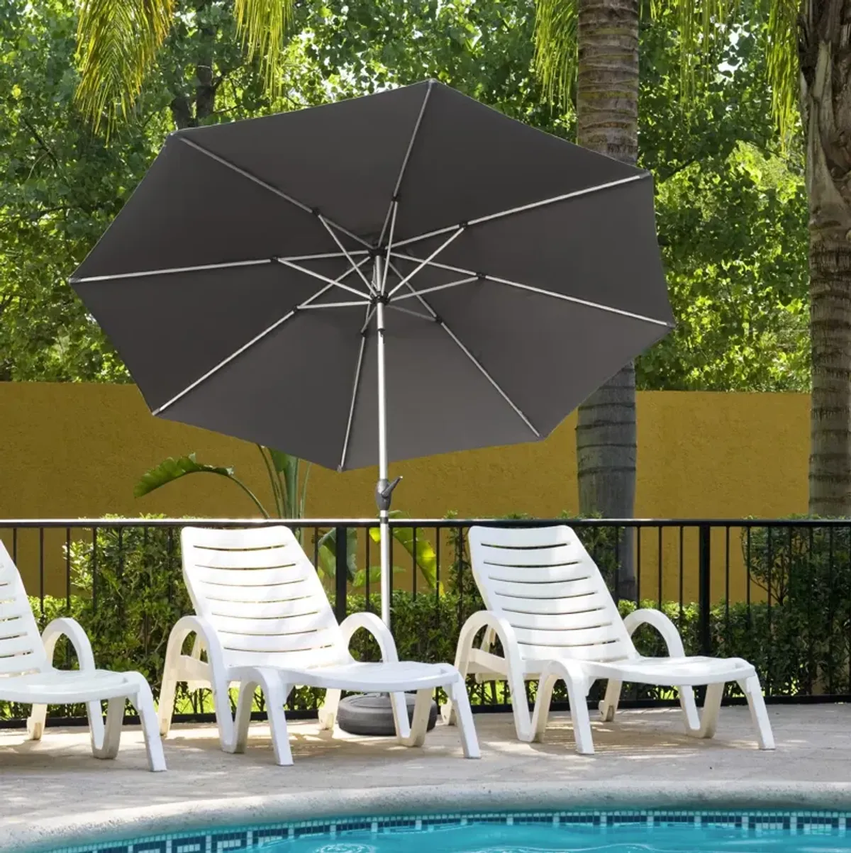 MONDAWE 10 FT Patio Umbrella, Outdoor Table Umbrella with Push Button Tilt and Crank, UV Protection Waterproof Market Sun Umbrella with 8 Sturdy Ribs for Garden, Deck, Backyard, Pool