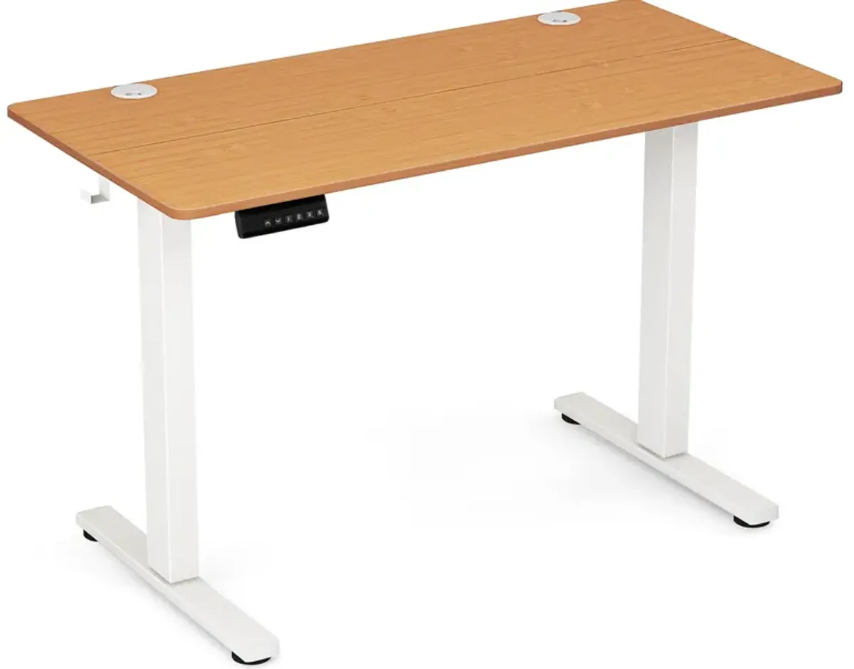 Adjustable Electric Standing Desk with 3 Memory Height Settings, Cable Management, and Hooks