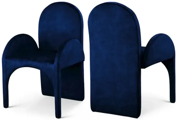 Meridian Furniture Summer Navy Velvet Dining Arm Chair, Set of 2