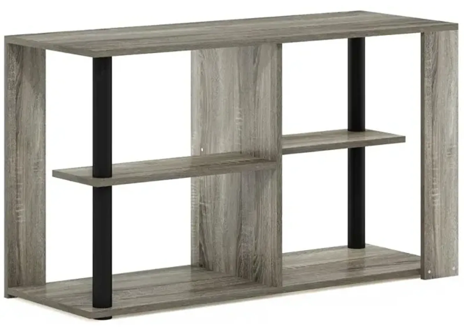 Furinno Romain Narrow Coffee Table with Shelves, French Oak/Black