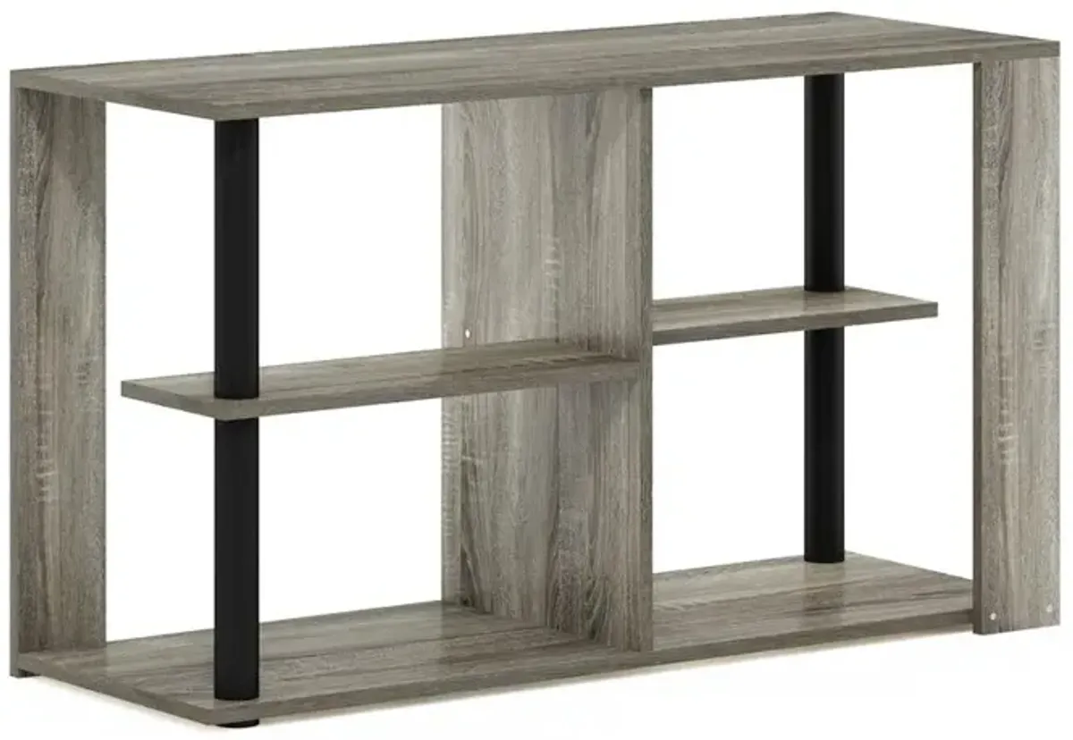 Furinno Romain Narrow Coffee Table with Shelves, French Oak/Black