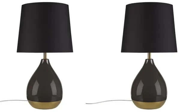 Gracie Mills Gibson Dual-Tone Elegance Ceramic Table Lamp Set of 2