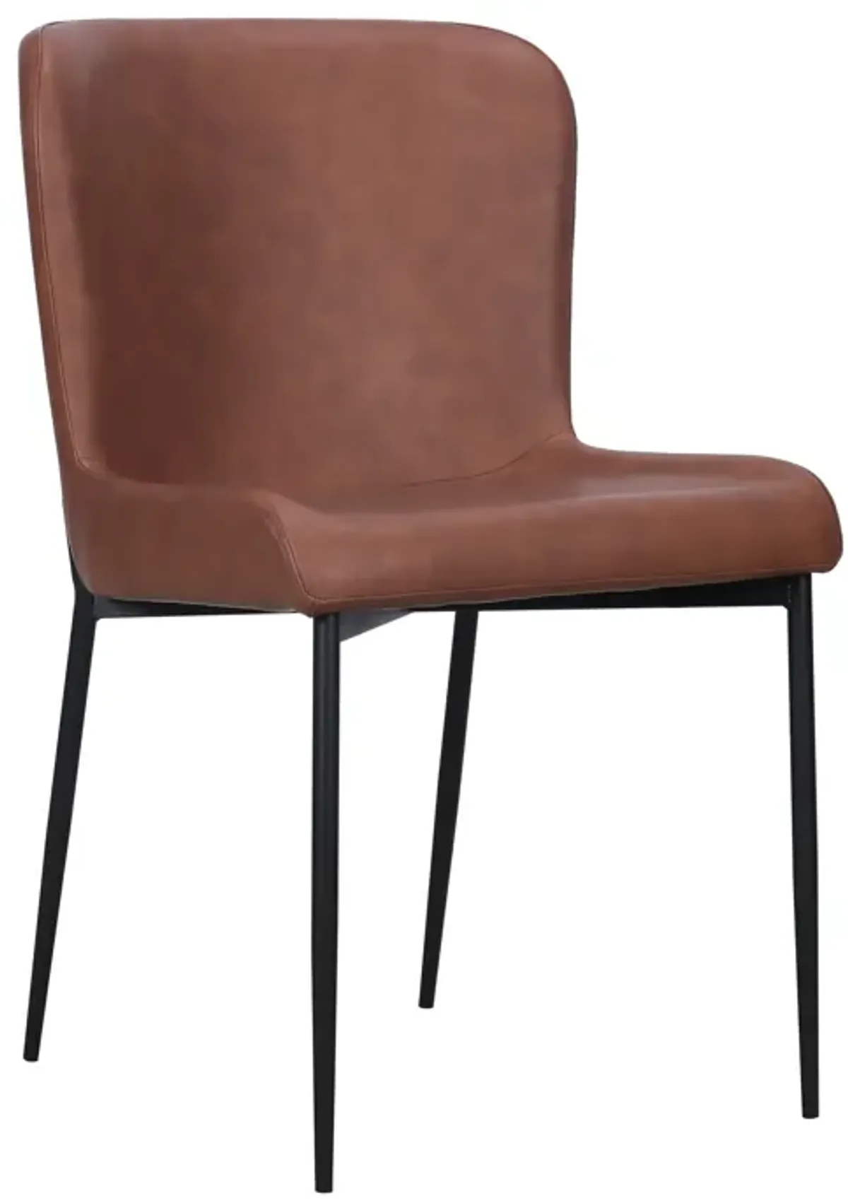 Dining Chair with PU Seat and Black Metal legs Set of 2