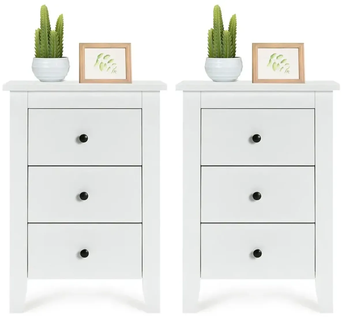 Set of 2 Nightstand End Beside Table Drawers