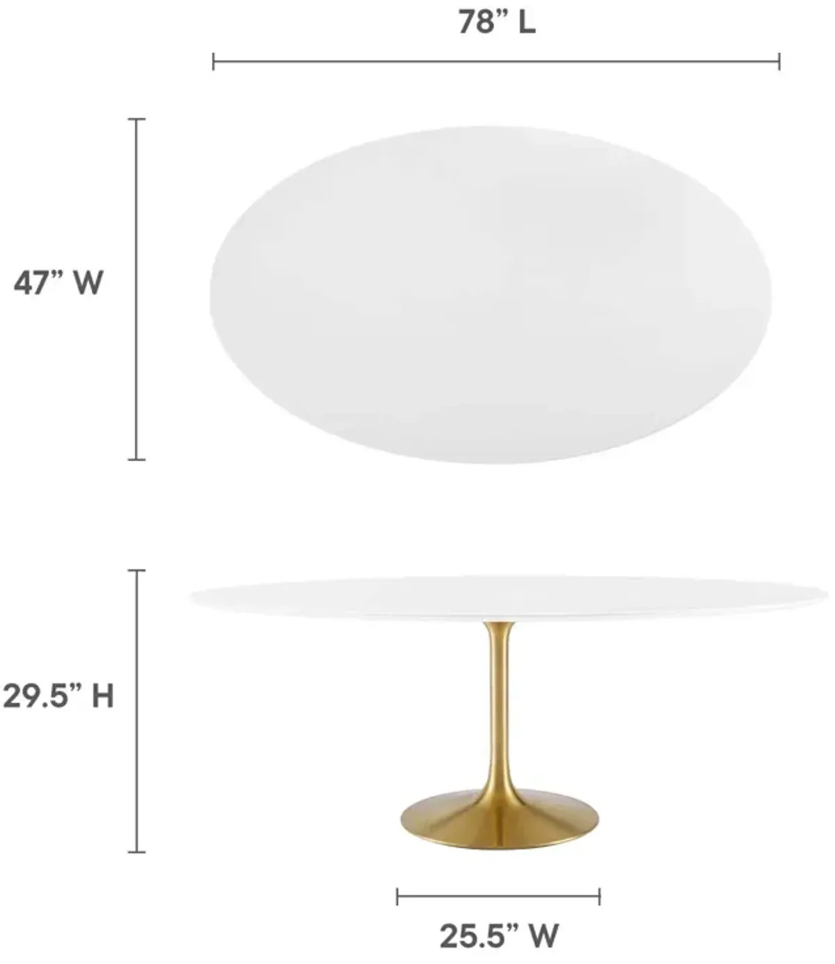 Modway - Lippa 78" Oval Wood Dining Table Gold White