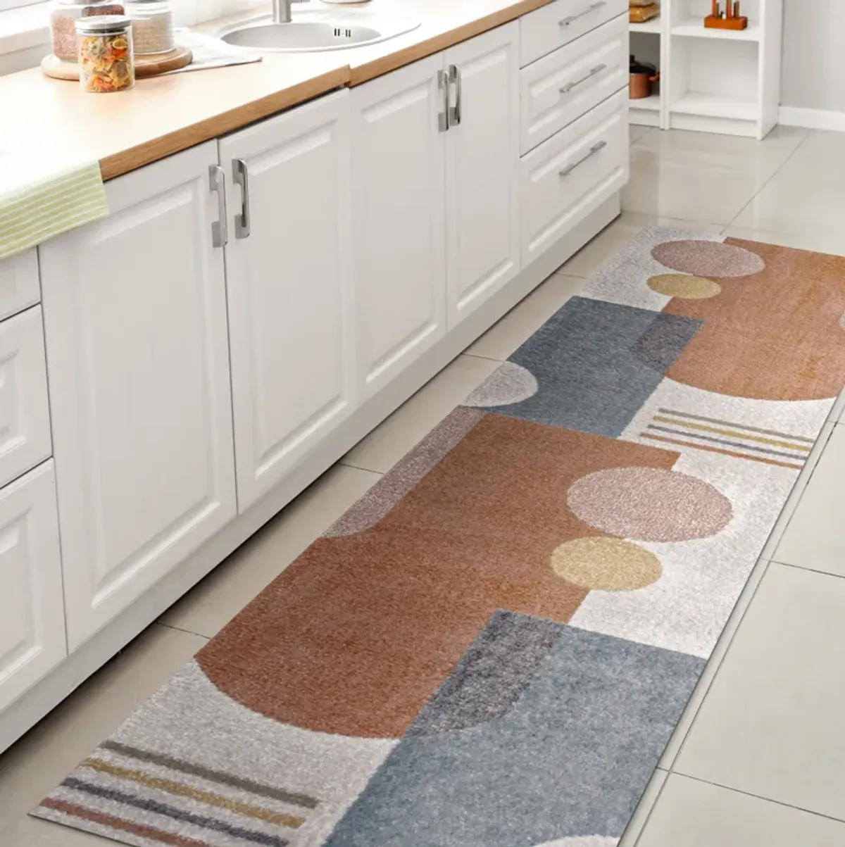 Slinger Modern Contemporary Collage Machine-Washable Runner Rug