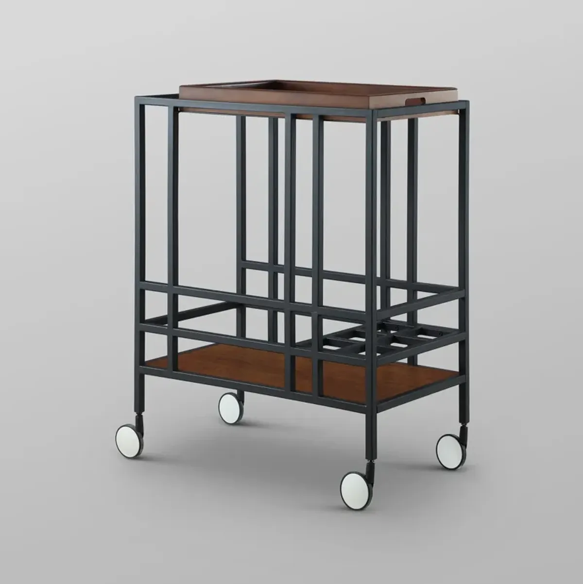 Inspired Home Ron Bar Cart Serving Tray with Caster