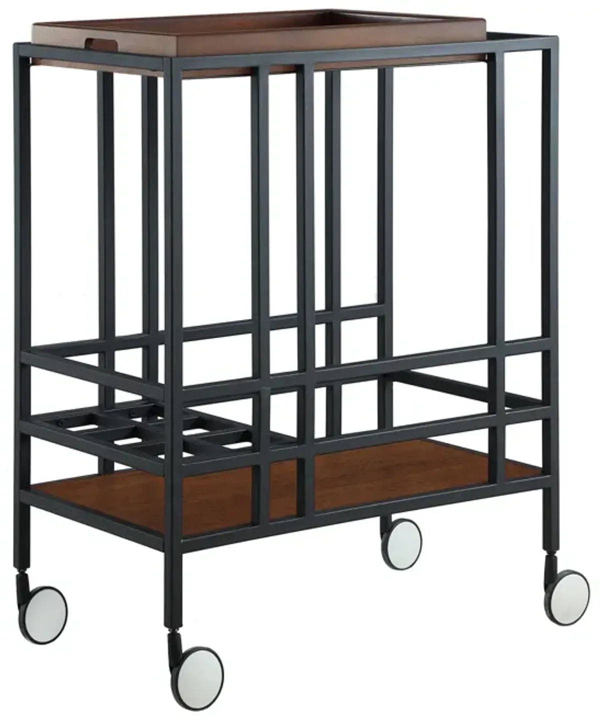 Inspired Home Ron Bar Cart Serving Tray with Caster