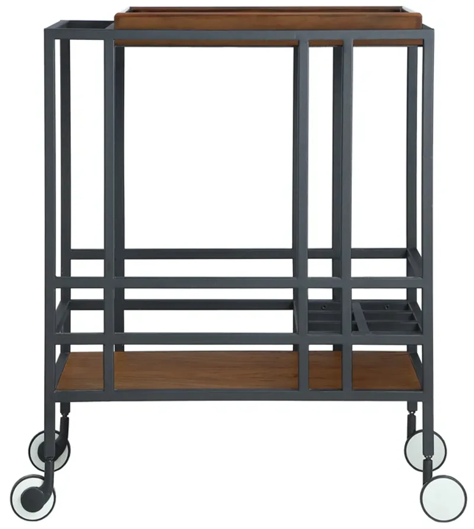 Inspired Home Ron Bar Cart Serving Tray with Caster