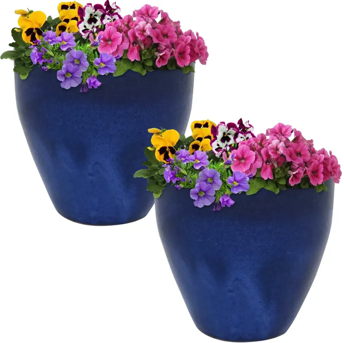 Sunnydaze Set of 2 Resort Glazed Ceramic Planters - 8"