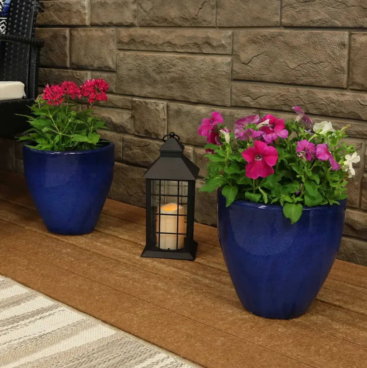 Sunnydaze Set of 2 Resort Glazed Ceramic Planters - 8"