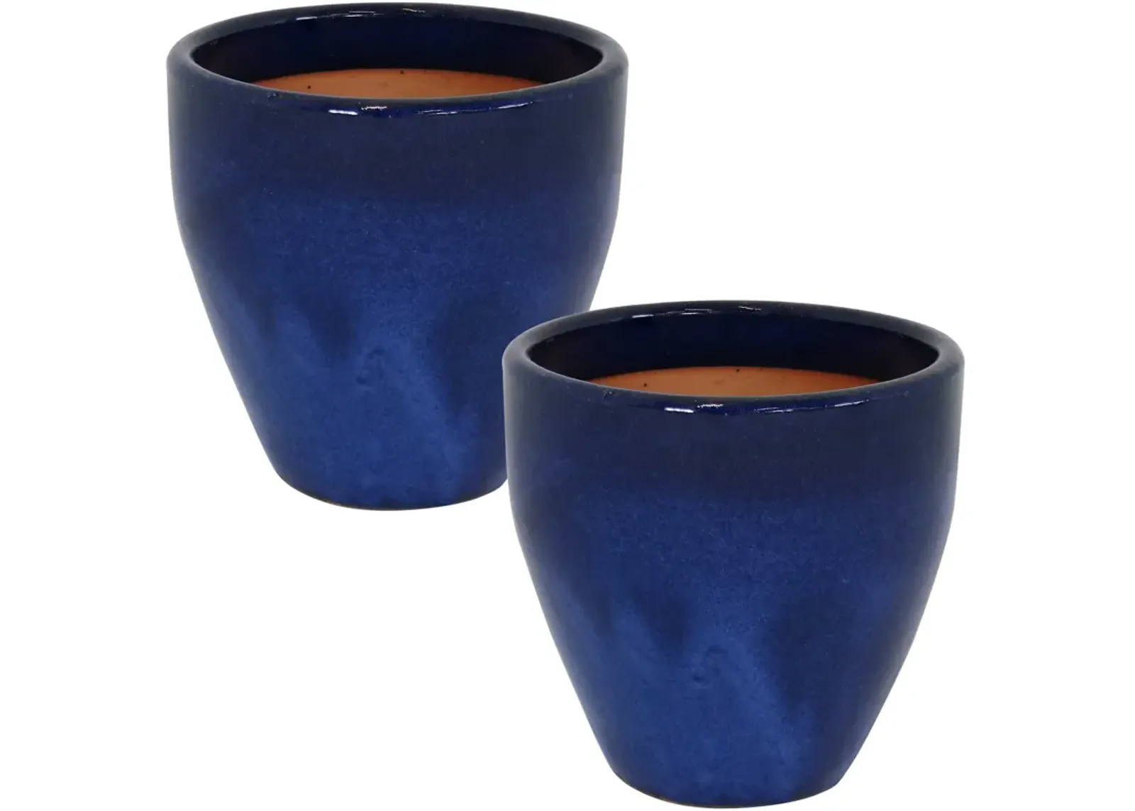 Sunnydaze Set of 2 Resort Glazed Ceramic Planters - 8"