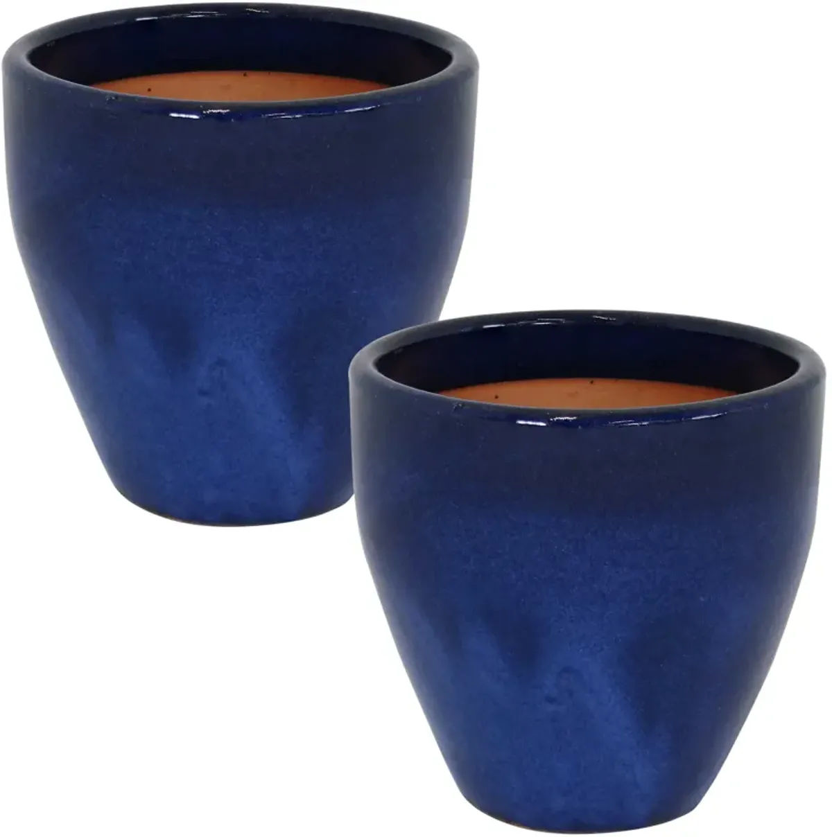 Sunnydaze Set of 2 Resort Glazed Ceramic Planters - 8"