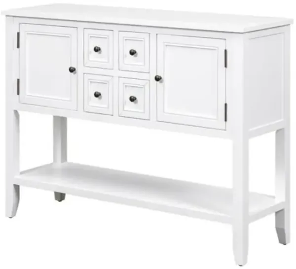 Vintage Console Table with Ample Storage, 4 Drawers and Shelf for Living Room or Kitchen