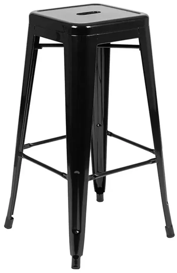 Flash Furniture Lily 30" High Metal Indoor Bar Stool in Black - Stackable Set of 4