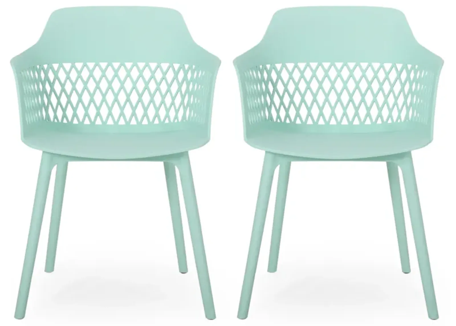 Outdoor Patio Chair, Curved Arms, Weather Resistant Modern Mint Green