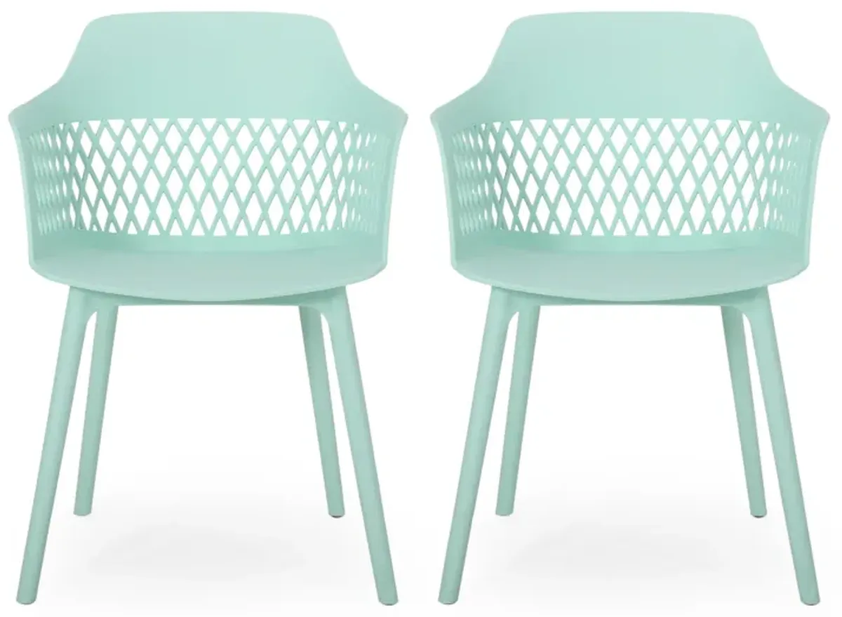 Outdoor Patio Chair, Curved Arms, Weather Resistant Modern Mint Green