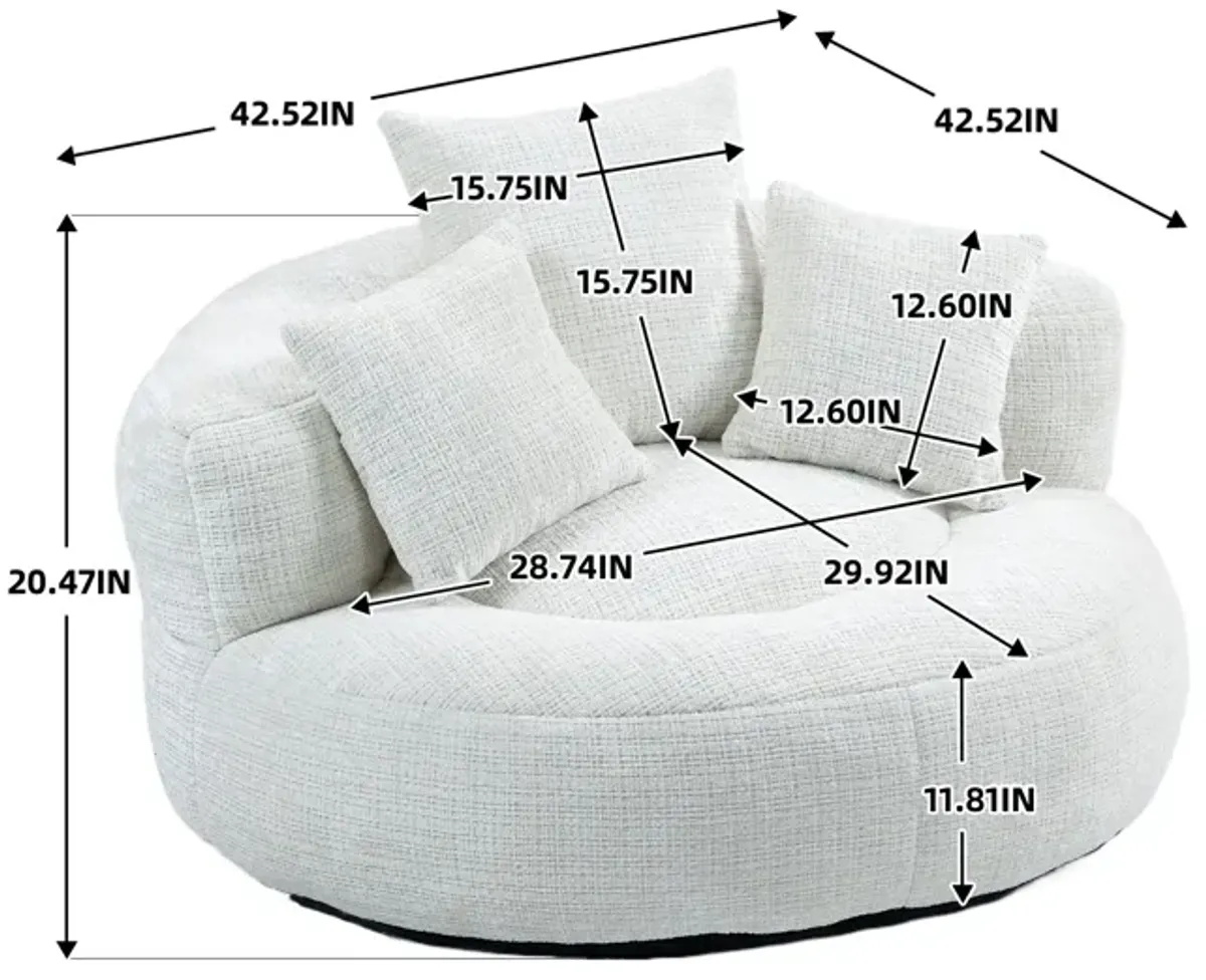 Mondawe Lazy Sofa Comfort Lounger High Back Bean Bag Chair Couch With Three Pillows