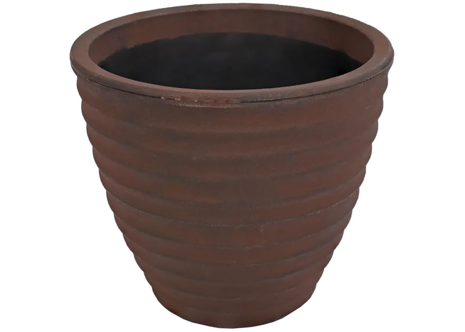 Sunnydaze 13 in Ribbed Polyresin Outdoor Planter - Rust