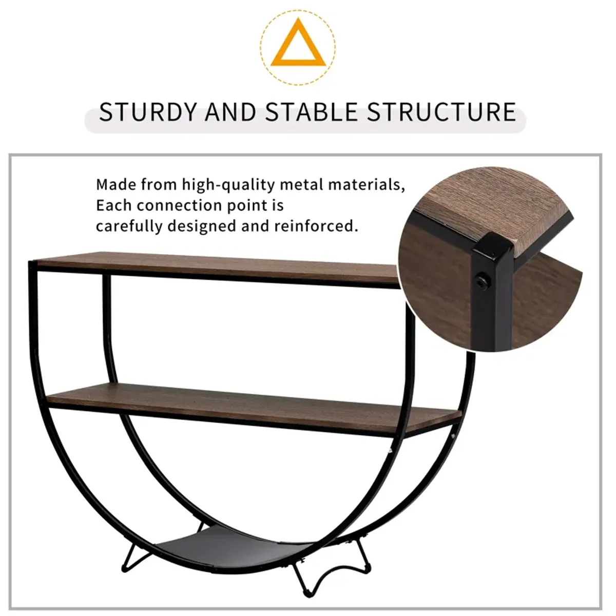 Merax Industrial Demilune Shape Console Table